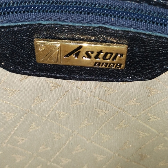 Vintage Astor Bags Blue Navy Leather Crossbody Purse - Picture 4 of 11